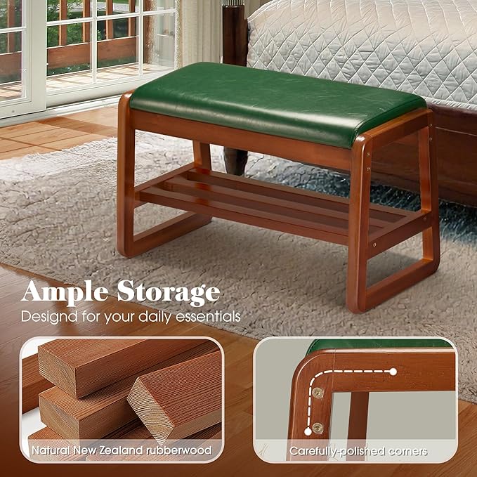HABUTWAY Solid Wood Shoe Rack, Entryway Shoe Bench - Image 4