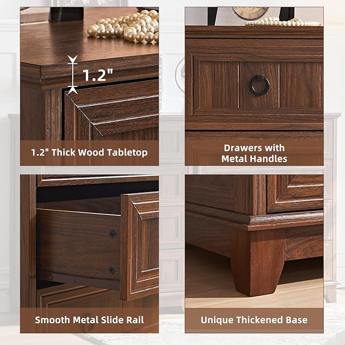 Farmhouse 4 Drawer Dresser for Bedroom, Rustic Wood Dresser - Image 4