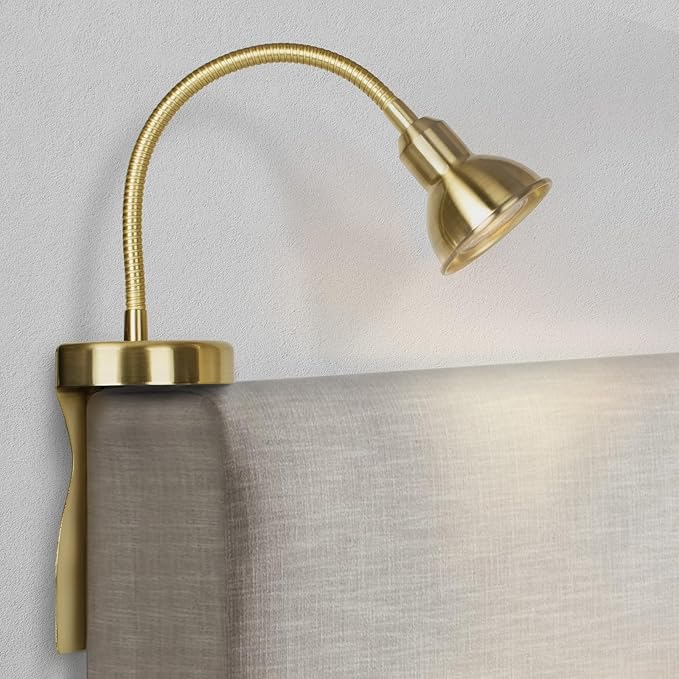 Solfres Patented Innovative Design Headboard Reading Light. No Drilling Golden by HOME
