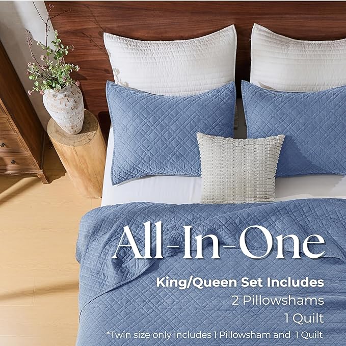 DOWN HOME Twin Quilt Set with Sham Lightweight Quilted Bedspread Coverlet Thin - Image 8