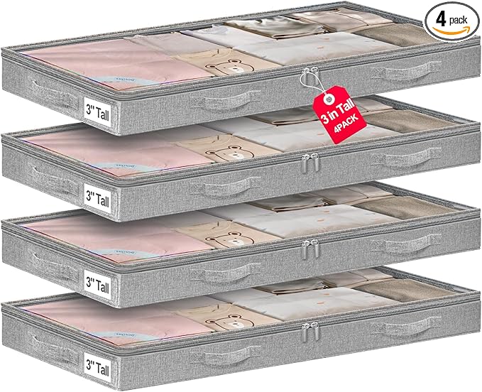 punemi 3-Inch Low Profile Under Bed Storage Containers，No-Structure, Soft by Punemi