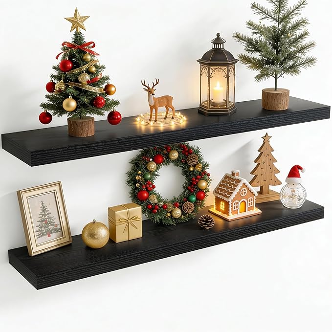 48 Inch Floating Shelves for Wall, 8 Inch Deep Floating Shelf for Storage & by Axeman