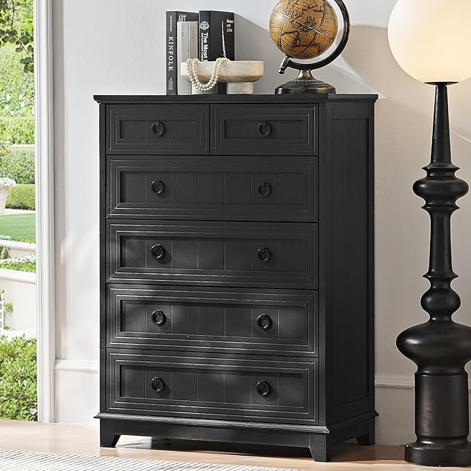 Farmhouse 6 Drawer Dresser for Bedroom, Rustic Wood Dresser by Joaxswe
