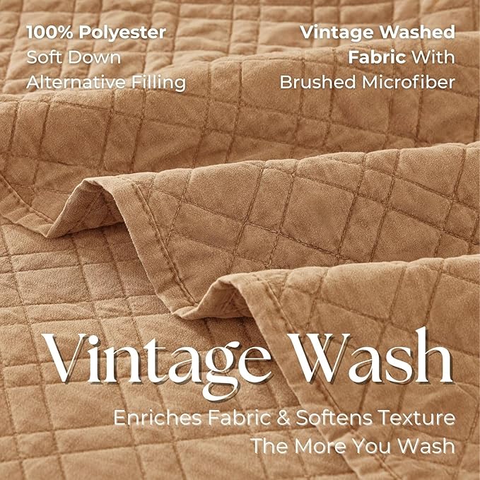 DOWN HOME Twin Quilt Set with Sham Lightweight Quilted Bedspread Coverlet Thin - Image 4