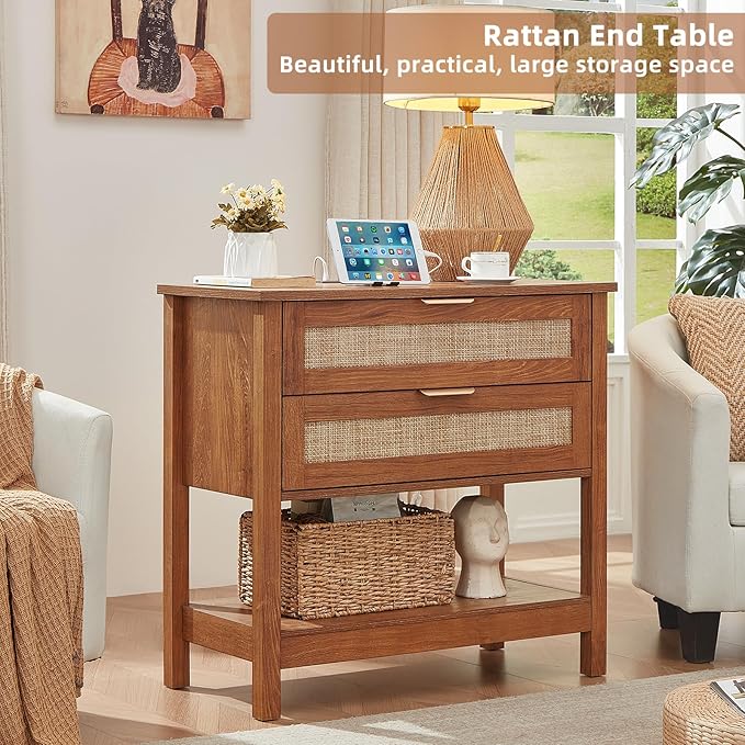 LEYAOYAO 31.5" Wide Rattan Night Stand - Image 3