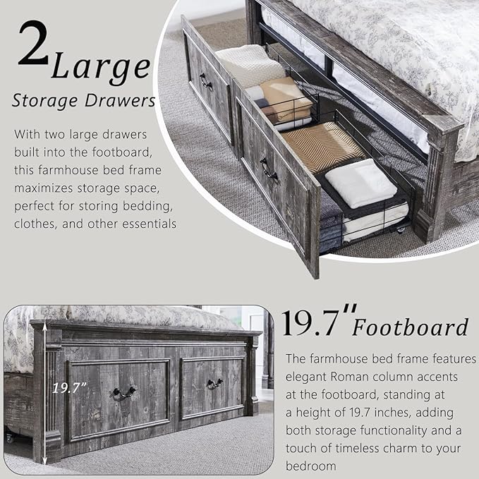 Farmhouse Queen Size Bed Frame - Image 5