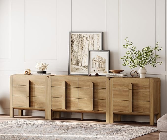 WAMPAT 3 Piece Bedroom Dresser Set, 110.2" Wide 12 Drawers Wood Dresser by WAMPAT
