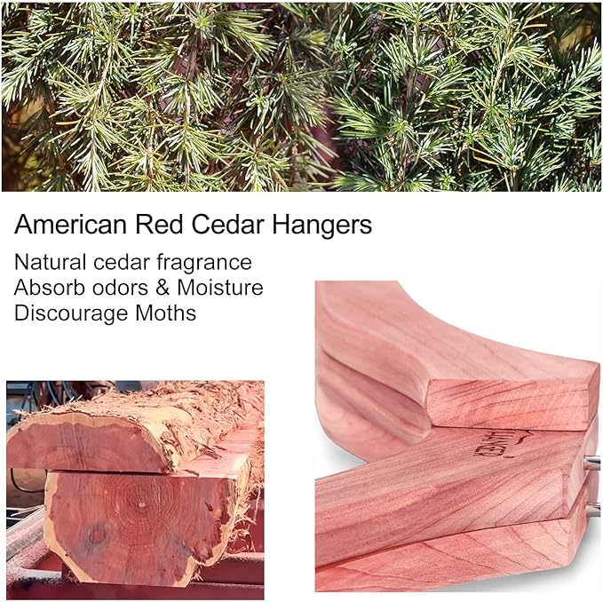 TOPIA HANGER Red Cedar Coat Hangers 24 Pack, Premium Wood Suit Sweater No - Image 7