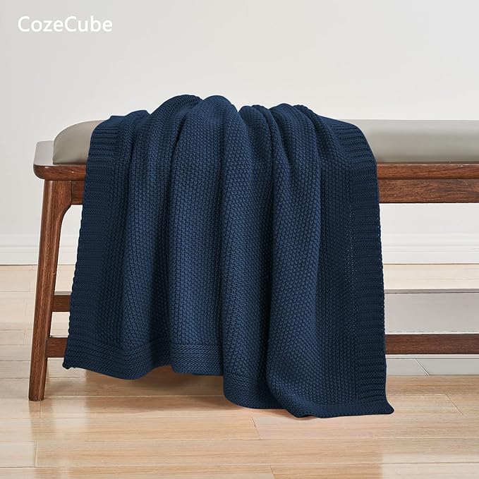 CozeCube Navy Blue Throw Blanket - Image 3