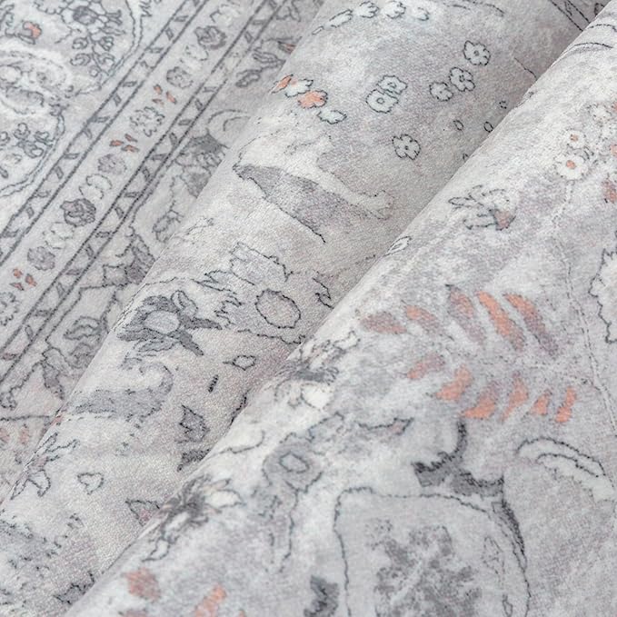 Grey 3x5 Area Rug Washable Vintage Carpet - Image 9