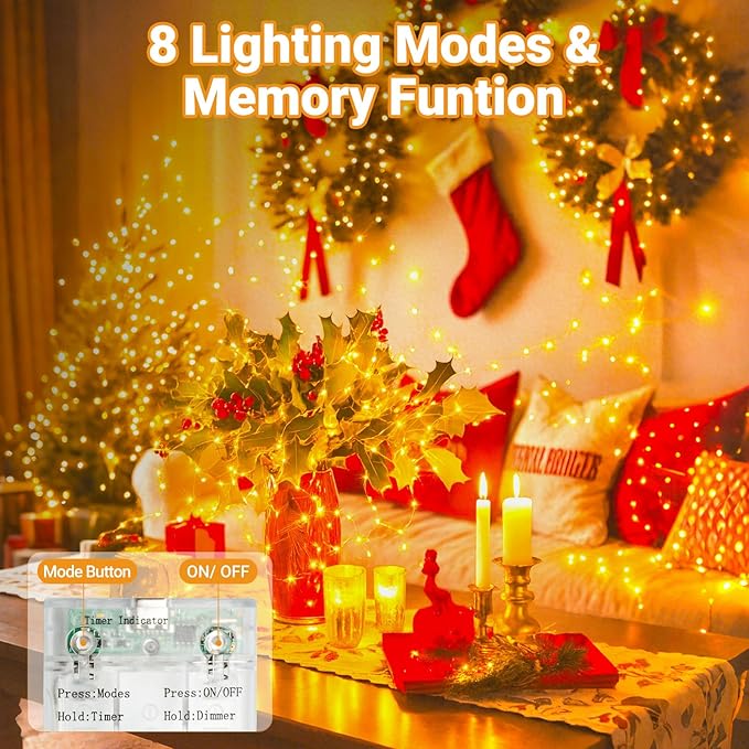 6-Pack 33FT 100 LED Fairy Lights Battery Operated - Image 2