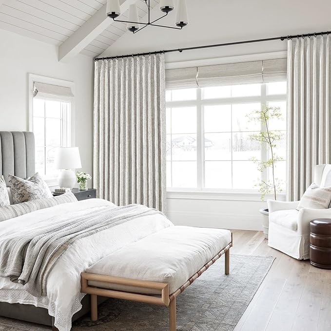 Topfinel Extral Wide Curtains, Pinch Pleated 100% Blackout Linen Drapery Panels - Image 8
