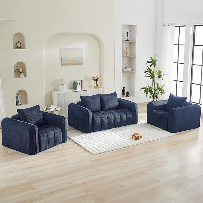 Corduroy Boneless Living Room Sets, Modern Upholstered Loveseat by WUTUTUEE