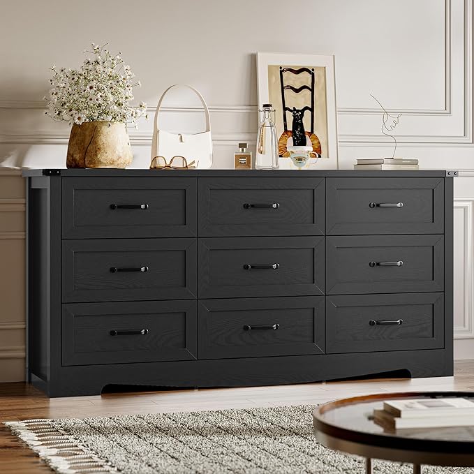 9-Drawer Dresser for Bedroom, Modern Wooden Chest of Drawers by BORNOON