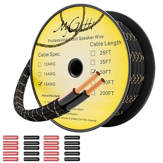 16/2 Speaker Wire 50 Feet, 16AWG Gauge Speaker Cable, Direct Burial, Durable by Mygatti