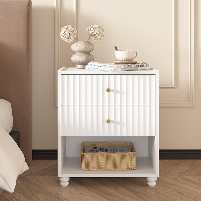 Modern Nightstand, Fluted End Table - Image 3
