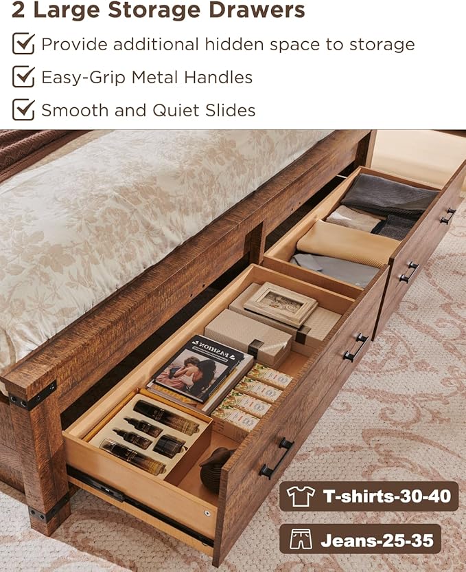 T4TREAM Farmhouse Queen Size Bed Frame - Image 6