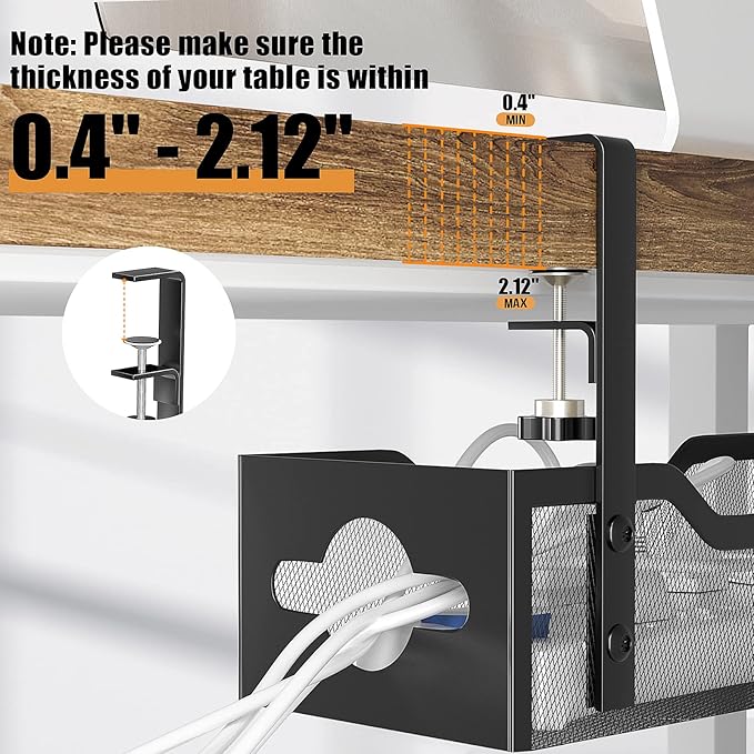 Under Desk Cable Management Tray 24.8", Quszmd Cable Organizer No Drill - Image 7