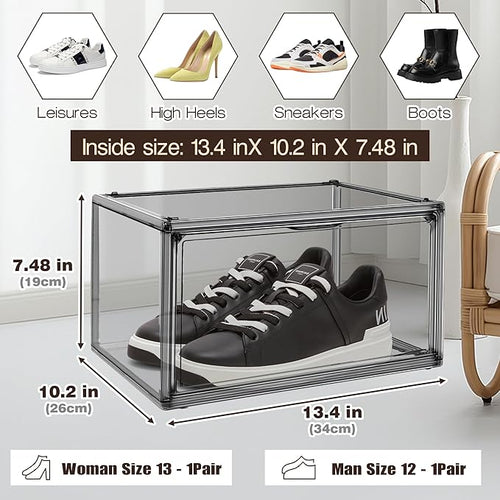 12 Pack Large Shoe Organizers Storage Boxes - Image 2