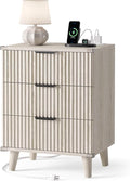 Lulive Wood 3 Drawers Fluted Night Stand by Lulive