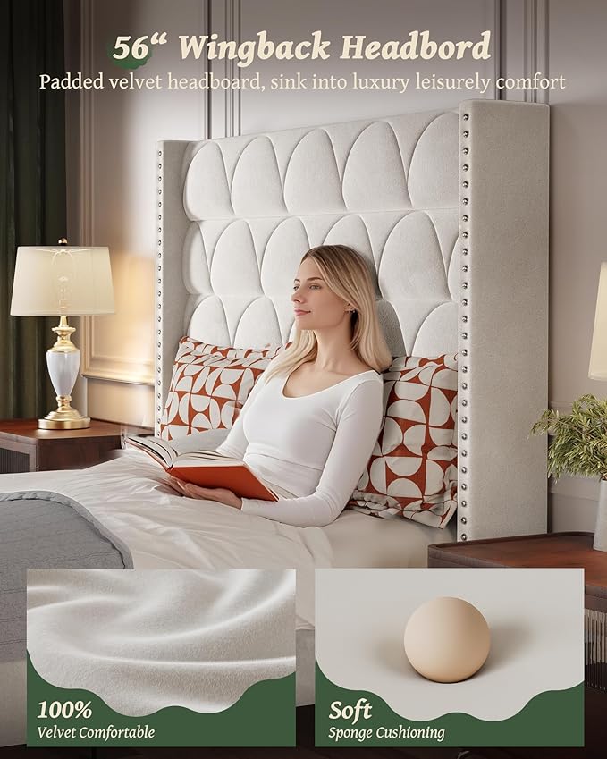 Queen Size Bed Frame with 56" Headboard - Image 4