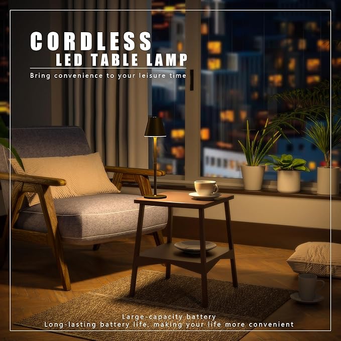 LED CordlessTable Lamp, 4000mAh Rechargeable Battery Desk lamp, 3 Level - Image 5