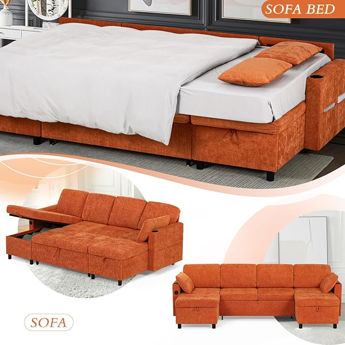 110" Sectional Pull Out Sofa Bed - Image 6