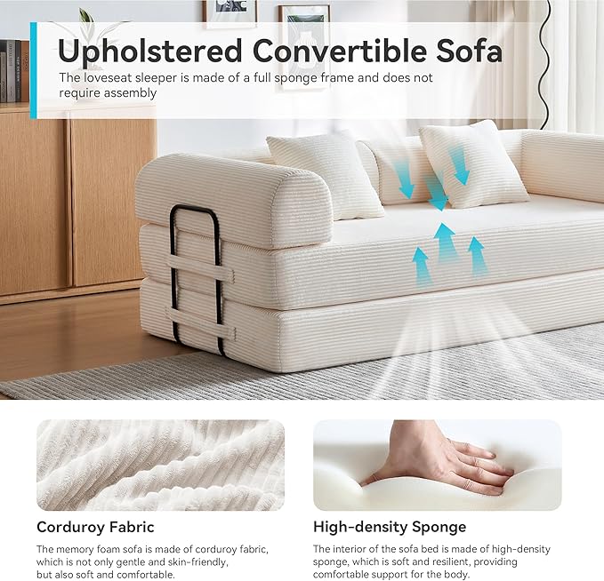 Convertible Folding Mattress Couch, 5-in-1 Futon Sofa - Image 6