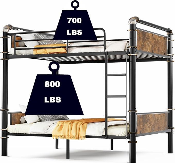 Upgraded Version Thickened Metal Heavy-Duty Twin XL Over Twin XL Bunk Bed - Image 6
