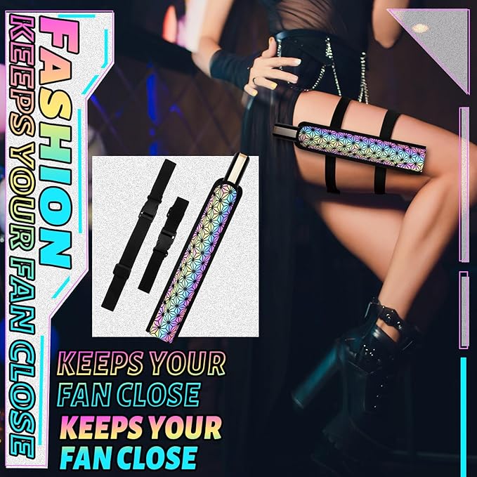 Summer Rave Fan Thigh Holster Rave Fan Holder Folding Hand Pouch Foldable - Image 5