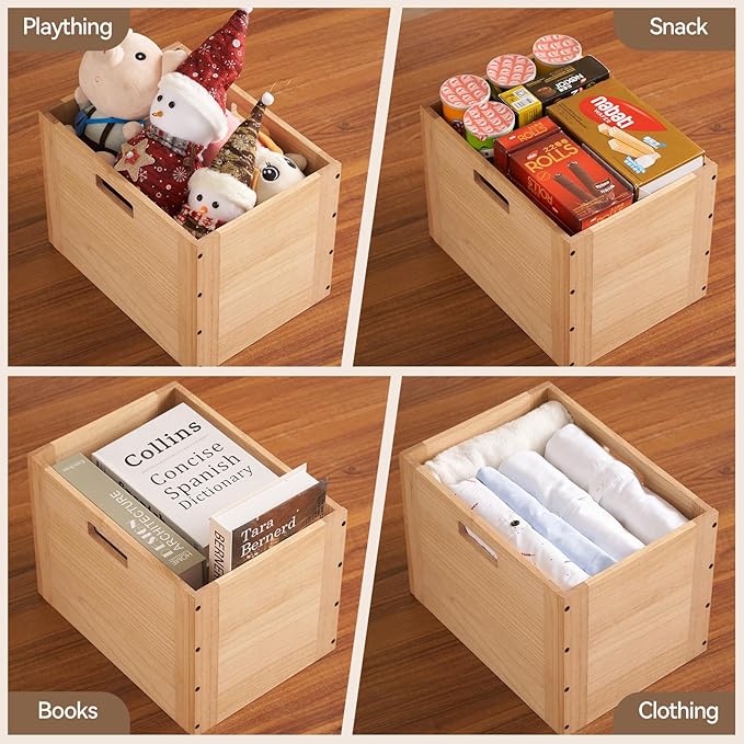 KIRIGEN Stackable Wood Storage Cube /Basket/ Bins Organizer - Image 3