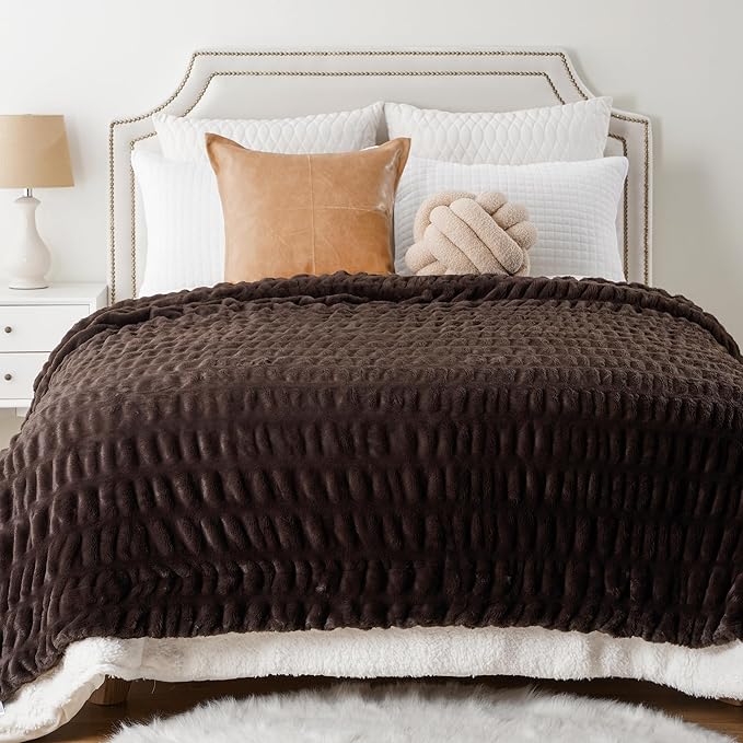 BATTILO HOME Dark Brown Faux Fur Throw Blanket - Image 9