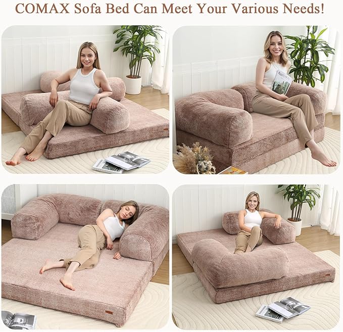 COMAX 4-in-1 Futon Sofa Bed, Queen Size Foldable Couch - Image 6