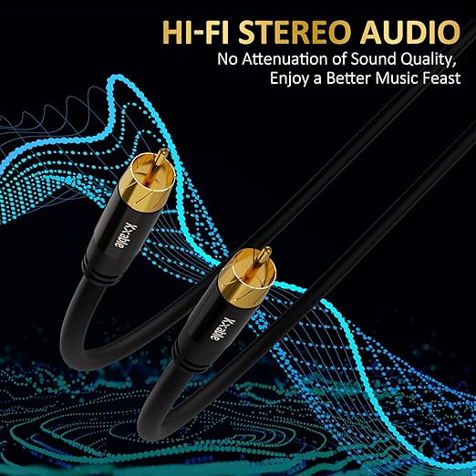Subwoofer Cable RCA to RCA Audio Cable 15FT, Digital Coaxial Audio Cable - Image 4