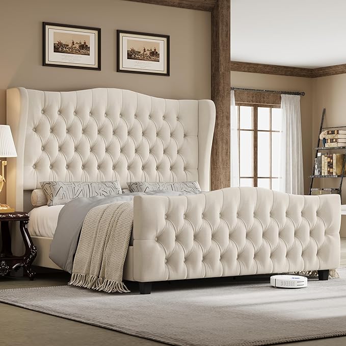 Keyluv Queen Size 54.3” Tall Platform Bed Frame by KeyluvHome