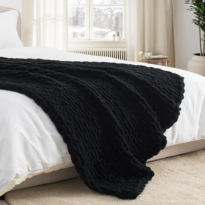Chunky Knit Throw Blanket 50"X 60", 100% Handmade - Image 8