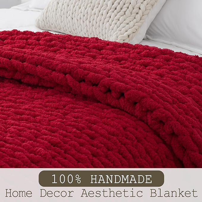 Chunky Knit Throw Blanket 50"X 60", 100% Handmade - Image 2