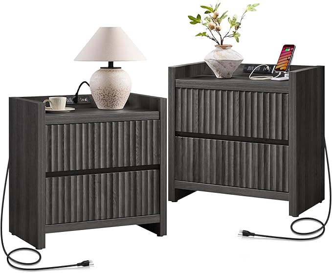 SICOTAS Night Stand Set of 2-Fluted Nightstands by SICOTAS