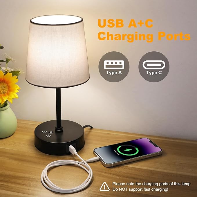 Ascher Small Bedside Table lamp, RGB Color Changing Lamps, 3 Color Temperatures - Image 4