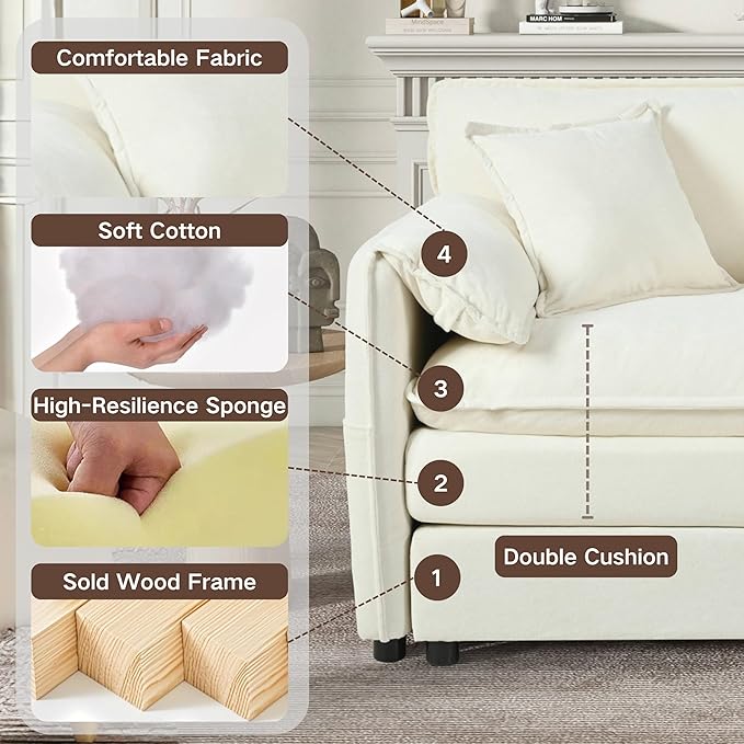 KEIKI Oversized Accent Chair Set of 2, Comfy Chenille Upholstered Armchairs - Image 3