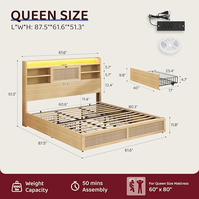 Queen Size Rattan Bed Frame - Image 2