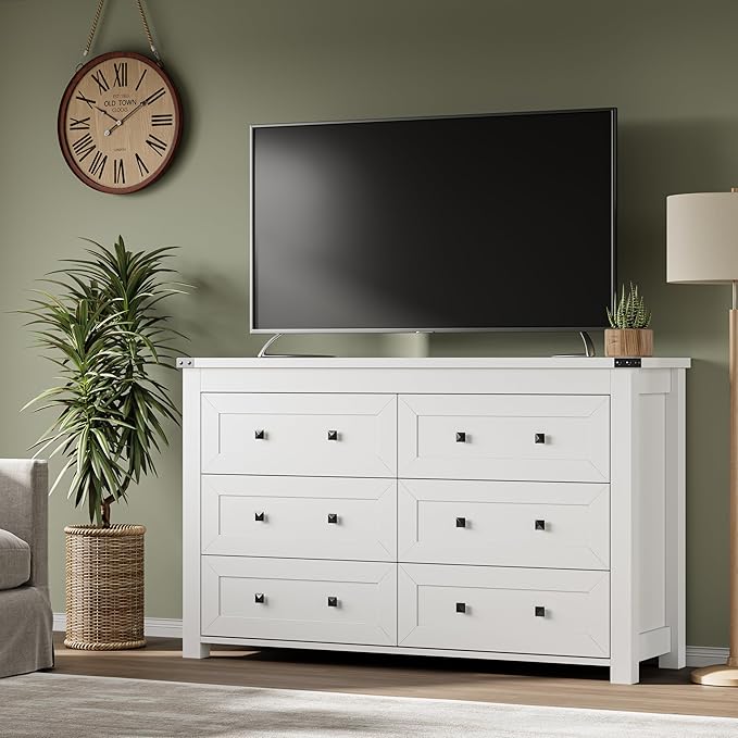 6-Drawer Dresser, Modern Wooden Storage Chest of Drawers, Dresser TV Stand - Image 5