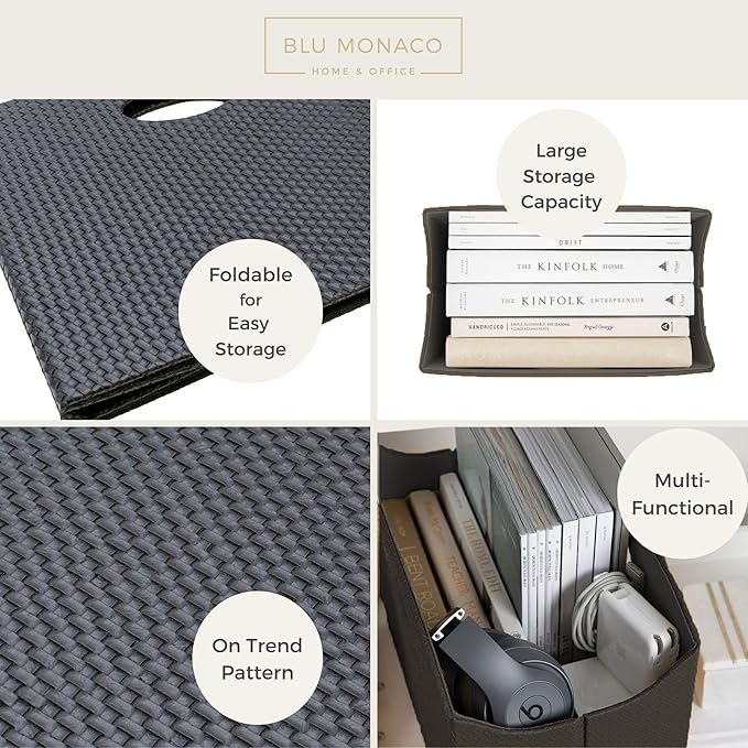 BLU MONACO | Black Woven Leather Magazine Holder - Image 4