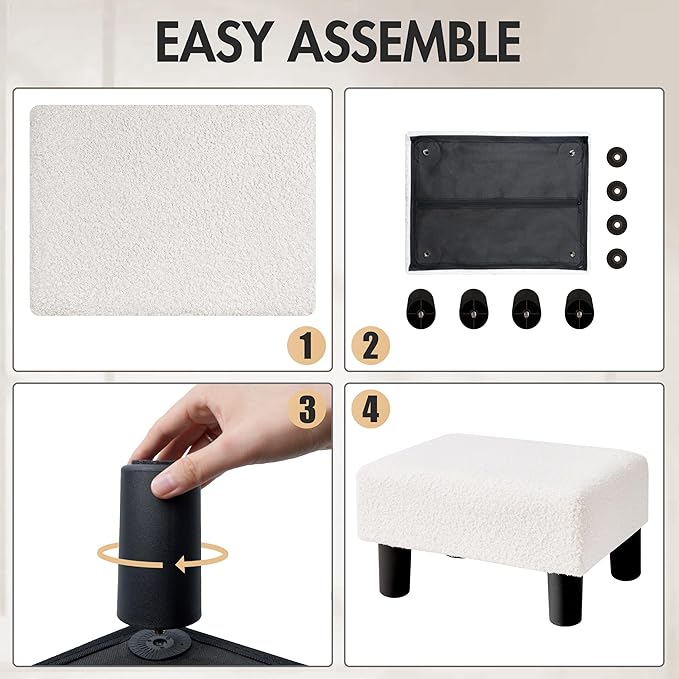 BRIAN & DANY Small Foot Stool Ottoman, Footstool - Image 4
