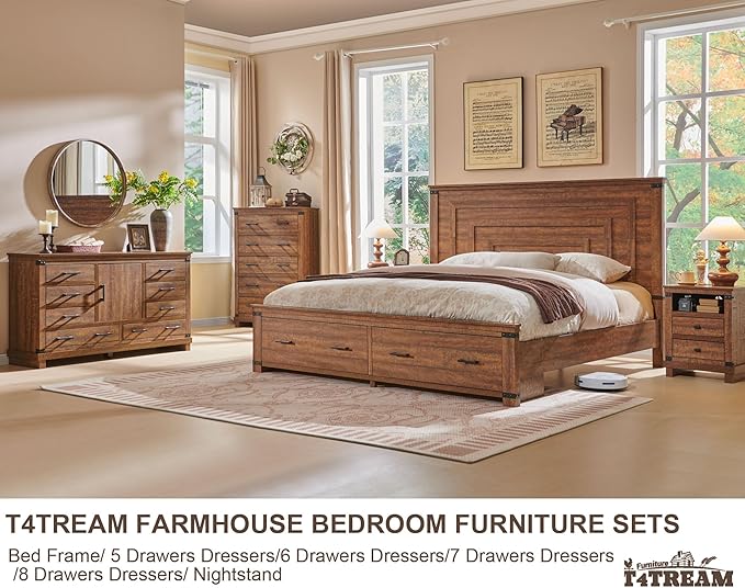 T4TREAM Farmhouse Queen Size Bed Frame - Image 3