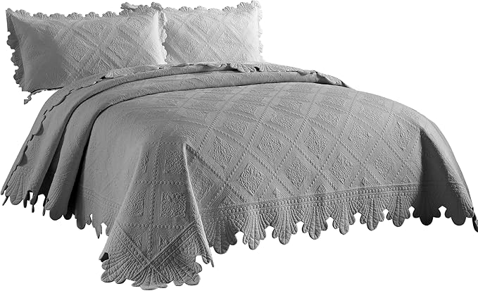 MarCielo 3-Piece 100% Cotton Oversized Bedspread Lightweight Quilt Coverlet - Image 8