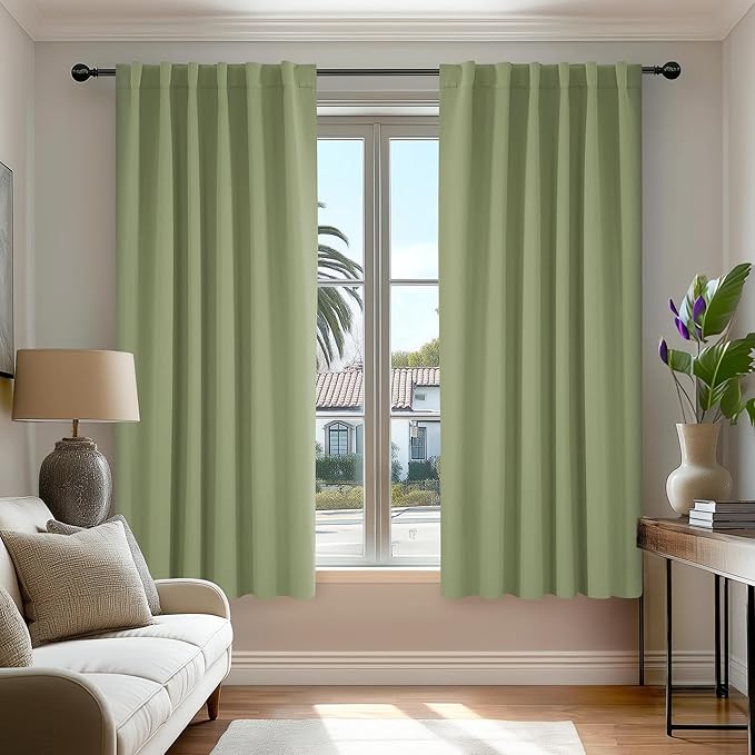 Deconovo Blackout Curtains, Thermal Insulated, W52 x L63 2 Panels, Back Tab by Deconovo