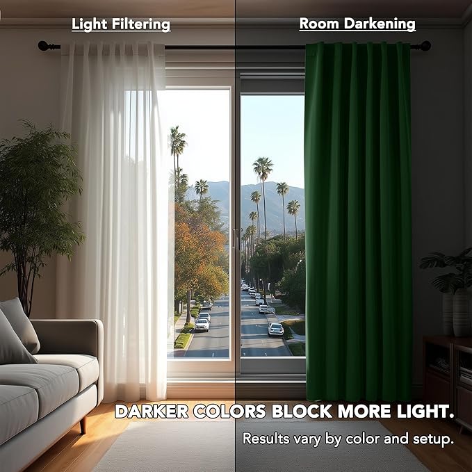 Deconovo Blackout Curtains, Thermal Insulated, W42 x L95 2 Panels, Back Tab - Image 3