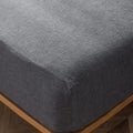 MooMee Fitted Bottom Sheet Only 100% Washed Cotton Linen Like Textured by MOOMEE