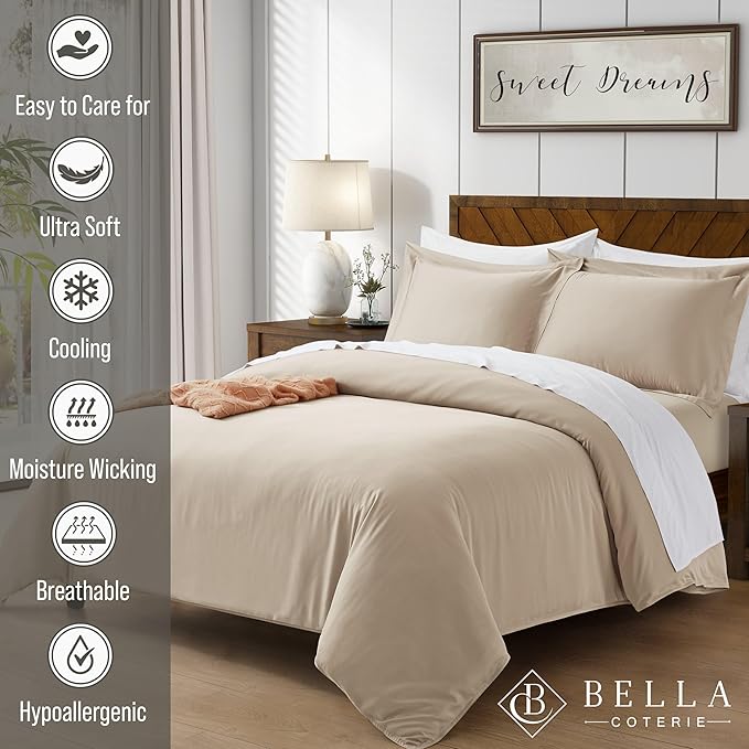 Bella Coterie Luxury Bamboo Viscose California King Size Duvet Cover Set | 100% - Image 2